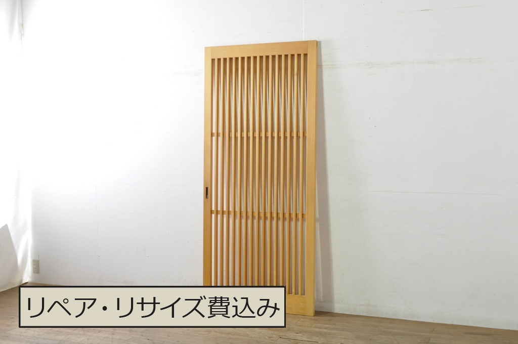 中古　美品　様々なインテリアに馴染むシンプルな荒格子戸1枚(引き戸、建具)(R-080207)