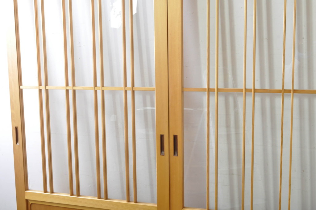 中古　和モダンな空間づくりにおすすめのアクリル戸3枚セット(引き戸、ガラス戸、建具)(R-080211)