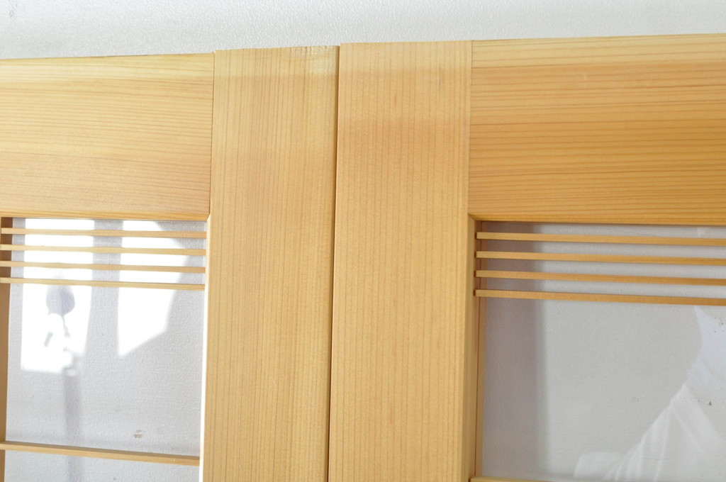 中古　ペットドア付き　和モダンな空間づくりにおすすめのアクリル戸3枚セット(引き戸、ガラス戸、建具)(R-080212)