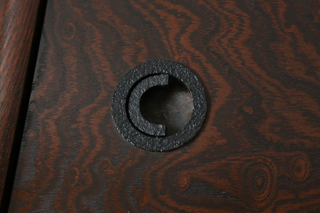 中古　美品　総欅(ケヤキ)材の杢目が美しい関西火鉢(囲炉裏、長火鉢、木製火鉢、座卓、ローテーブル)(R-066608)