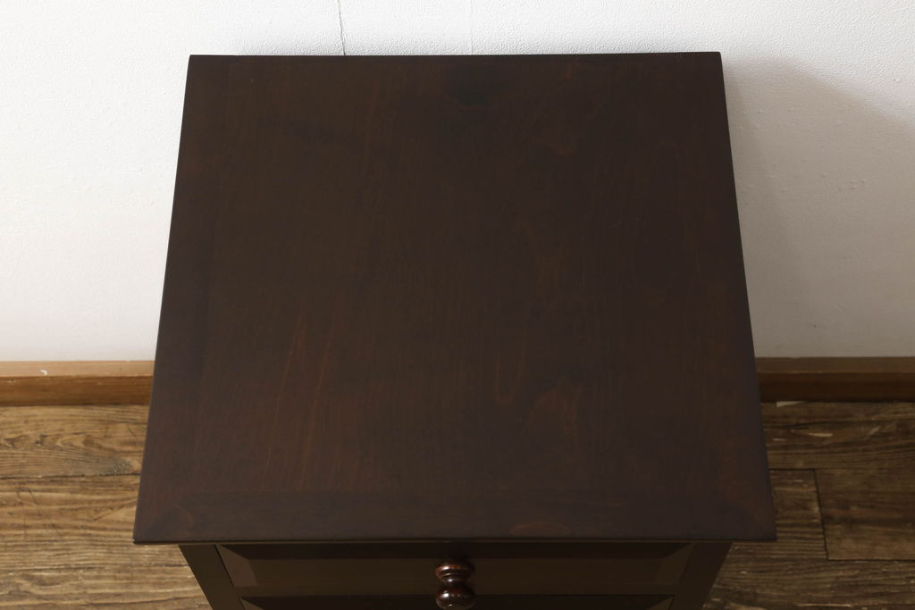 中古　美品　松本民芸家具　立体的なデザインが目を引くA型脇棚(サイドチェスト、引き出し)(定価約13万8千円)(R-059962)