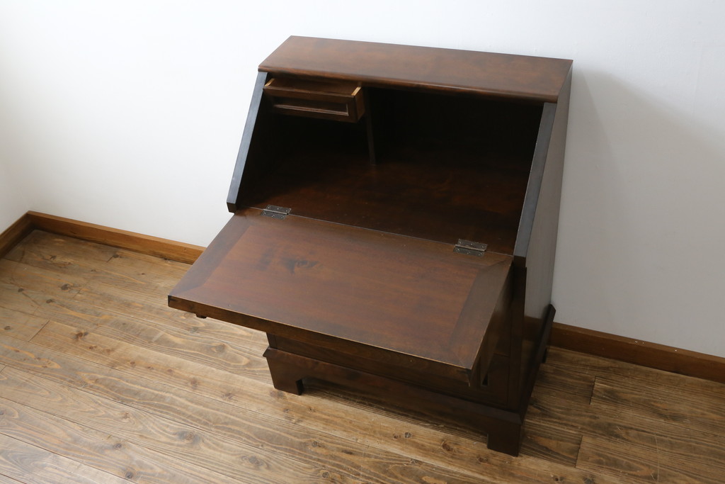 中古　松本民芸家具　高山式　スタイリッシュなデザインが美しいライティングビューロー(机、在宅ワーク、在宅用ワークデスク、引き出し、チェスト)(R-052018)