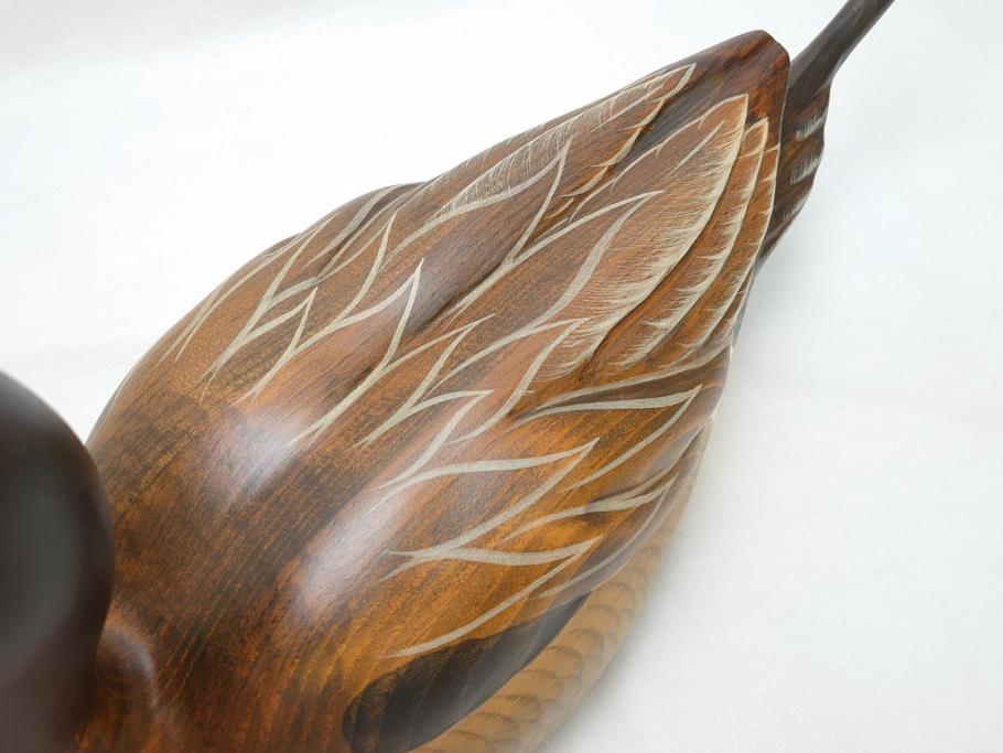 Big Sky Carvers社　Bozeman Montana　USA　ハンドメイド　木製デコイ(水鳥、鴨、カモ、バードカービング、彫刻、絵付師、サイン入り、置物、置き物)(R-062747)