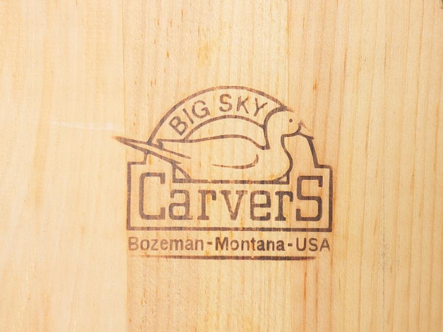 Big Sky Carvers社　Bozeman Montana　USA　ハンドメイド　木製デコイ(水鳥、鴨、カモ、バードカービング、彫刻、絵付師、サイン入り、置物、置き物)(R-062747)
