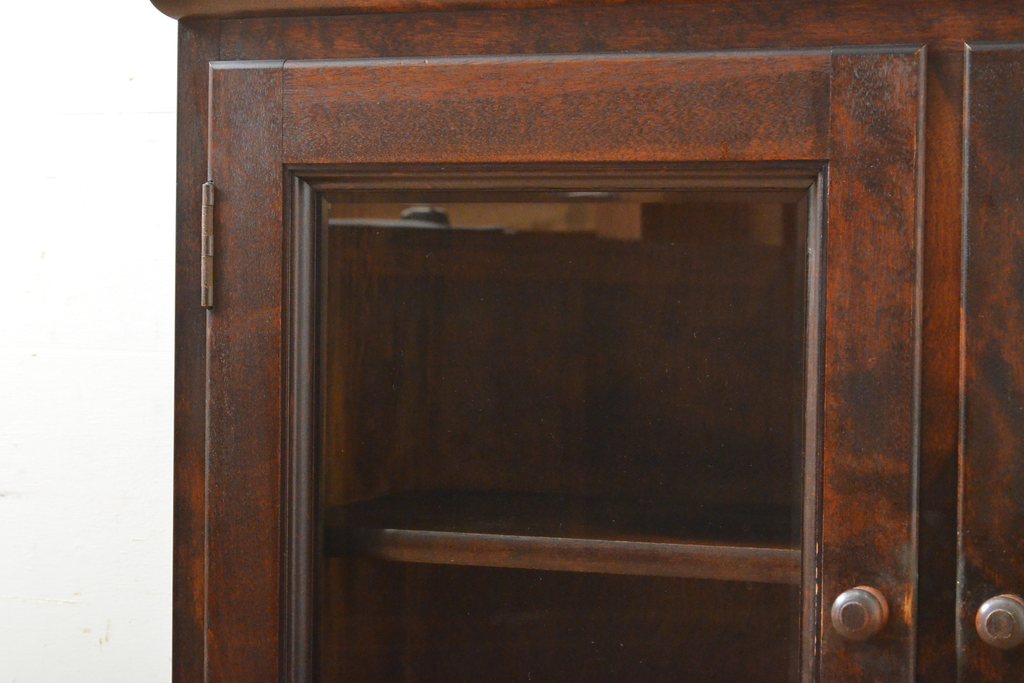 リメイクベース　中古　松本民芸家具　落ち着きのある佇まいが魅力の壁掛けカップボード(収納棚、戸棚、食器棚、キャビネット、吊り戸棚)(R-059579)