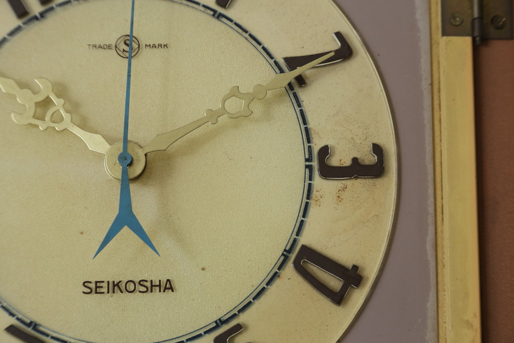和製アンティーク　精工舎(SEIKOSHA、セイコー)　TRADE(S)MARK　TRANSISTOR CLOCK(トランジスタクロック)　昭和レトロ　スケルトンデザインがおしゃれな掛け時計(柱時計、古時計、振り子時計)(R-072343)