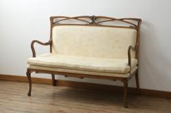 アンティーク家具　ナラ材　昭和レトロな佇まいが魅力のベンチ(長椅子、2人掛けソファ)(R-048664)
