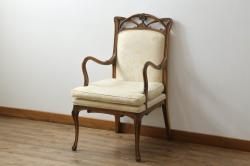 中古　美品　松本民芸家具　クラシカルな佇まいのラダーハイバックチェア(椅子、イス、ダイニングチェア、アームチェア)(定価約21万円)(R-064184)
