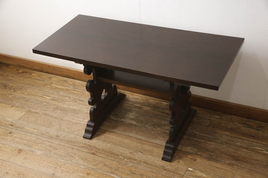 中古　松本民芸家具　特注　脚の透かし彫りが目を引く#14型茶卓(サイドテーブル、コーヒーテーブル)(R-063806)