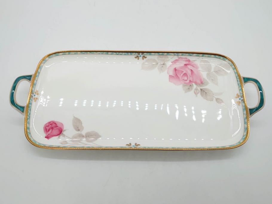 鳴海製陶　ナルミ　NARUMI　カレス(CARESS)　サンドイッチトレー　クリーマー　シュガーポット　カップ&ソーサー　プレート　優雅な寛ぎの時間を演出するナルミ洋食器10点セット(C&S、サンドウィッチトレイ、ミルクジャー、ティー、コーヒー、薔薇、バラ、碗皿、デザート皿、金彩)(R-080409)
