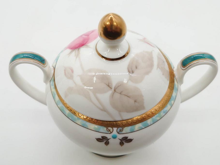 鳴海製陶　ナルミ　NARUMI　カレス(CARESS)　サンドイッチトレー　クリーマー　シュガーポット　カップ&ソーサー　プレート　優雅な寛ぎの時間を演出するナルミ洋食器10点セット(C&S、サンドウィッチトレイ、ミルクジャー、ティー、コーヒー、薔薇、バラ、碗皿、デザート皿、金彩)(R-080409)