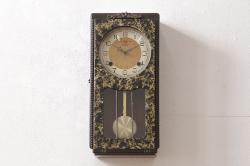 和製アンティーク　愛知県時計製造共同組合(AICHIKEN　CLOCK-MAKERS'　UNION'S　MARK)　重厚感あるデザインが目を惹く掛け時計(振り子時計、柱時計、古時計)(R-072174)