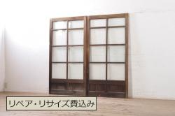 アンティーク建具　ノスタルジックな雰囲気あふれる扉1枚(ドア、ガラス戸、木製扉)(R-076051)