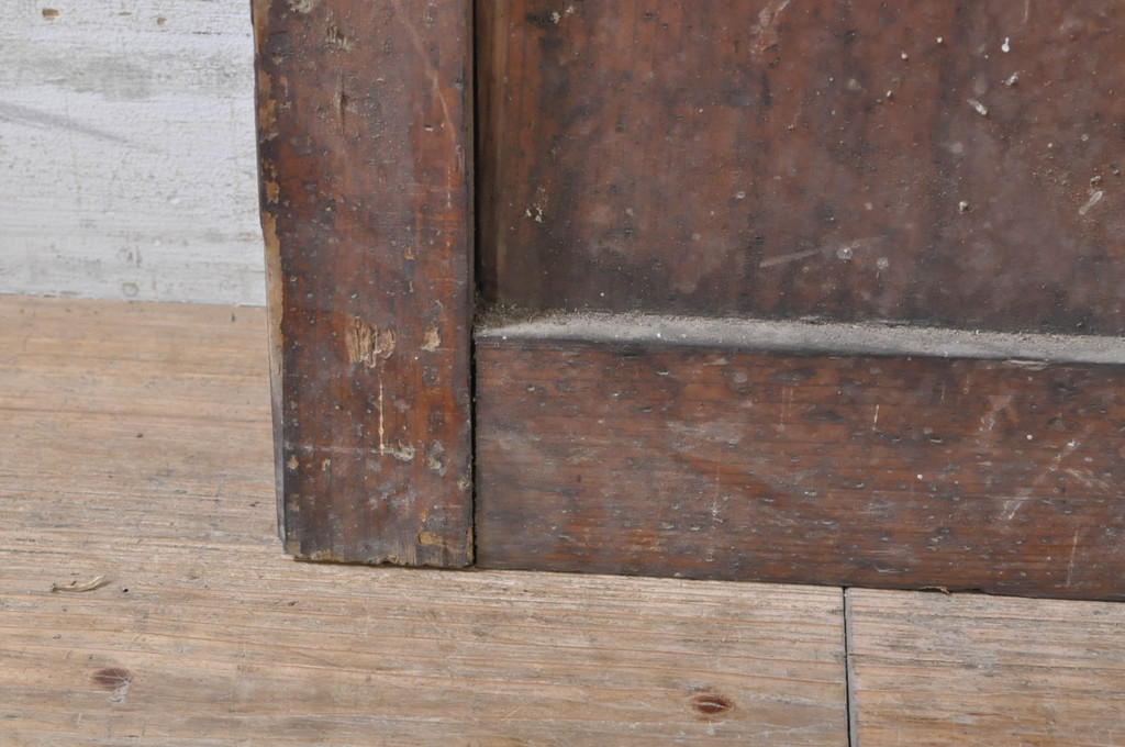 アンティーク建具　大正ロマン　古い木味がどこか懐かしさを感じるガラス戸2枚セット(引き戸)(R-072939)