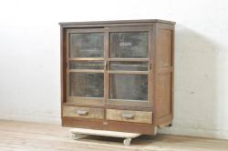 ラフジュ工房オリジナル　古建具リメイク　落ち着きのある和の雰囲気漂うテレビ台(ローボード、テレビボード、収納棚、戸棚)(R-051853)