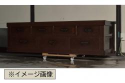 新古品　民芸家具　ニレ無垢材　重厚感と上品さを醸し出す重ね水屋箪笥(収納棚、和箪笥、キャビネット)(R-038245)