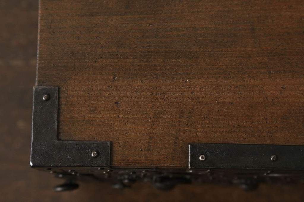 和製アンティーク　極小サイズ　凝ったつくりの銭箱付き船箪笥(舟箪笥、小引き出し、硯箱)(R-058348)