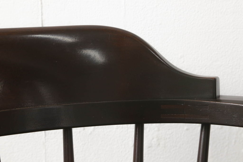 中古　美品　松本民芸家具　#91型　落ち着きのある大人カフェ風インテリアが叶うキャプテンチェア(アームチェア、板座チェア、椅子、ダイニングチェア)(R-058546)