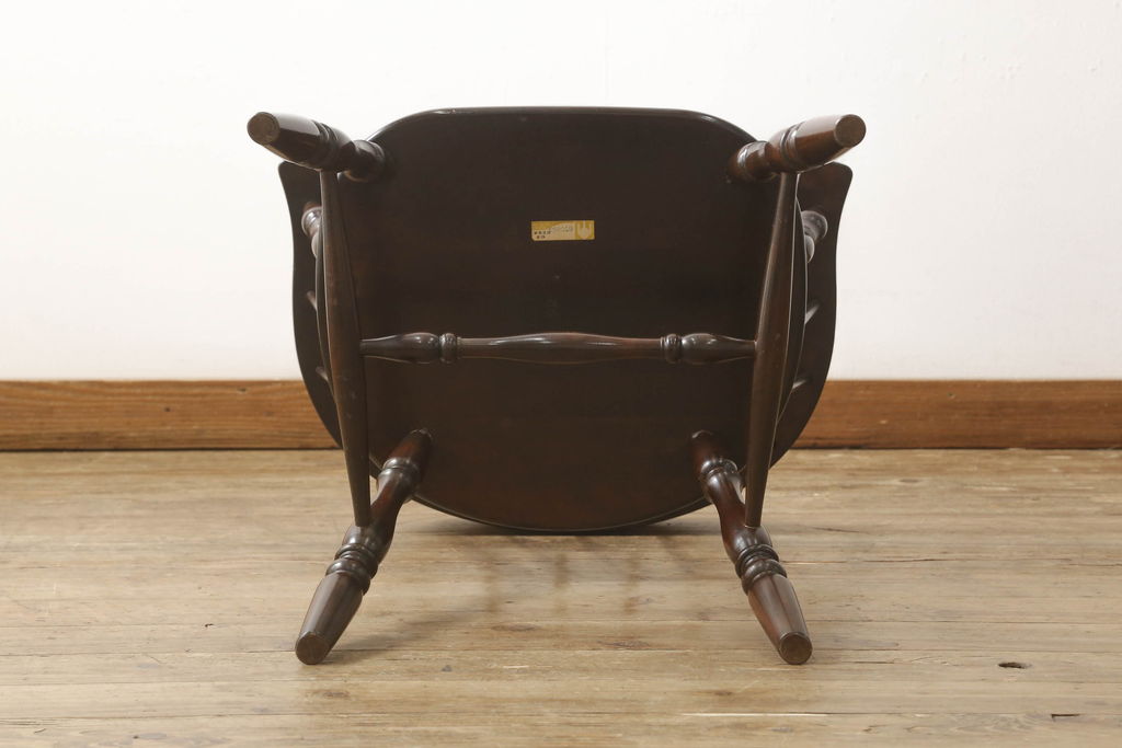 中古　美品　松本民芸家具　#91型　落ち着きのある大人カフェ風インテリアが叶うキャプテンチェア(アームチェア、板座チェア、椅子、ダイニングチェア)(R-058546)