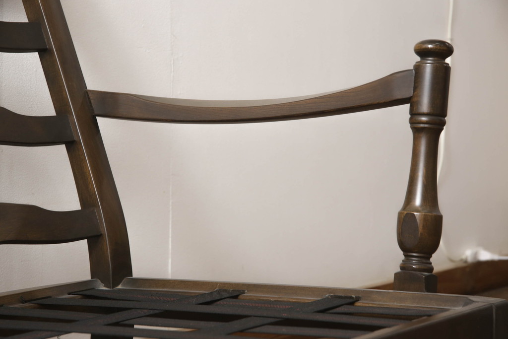イギリスビンテージ　ERCOL(アーコール)　Old Colonial(オールドコロニアル)シリーズ　クラシカルなファブリックが格調高い雰囲気を醸し出す3人掛けソファ(三人掛けソファ、3P、トリプルソファ、アームソファ、英国、北欧、ヴィンテージ)(R-066513)