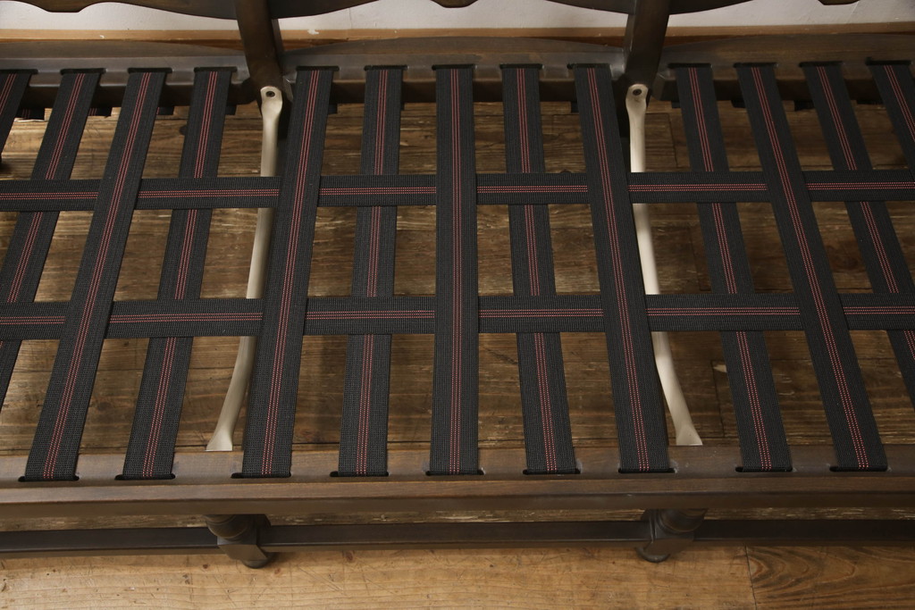 イギリスビンテージ　ERCOL(アーコール)　Old Colonial(オールドコロニアル)シリーズ　クラシカルなファブリックが格調高い雰囲気を醸し出す3人掛けソファ(三人掛けソファ、3P、トリプルソファ、アームソファ、英国、北欧、ヴィンテージ)(R-066513)