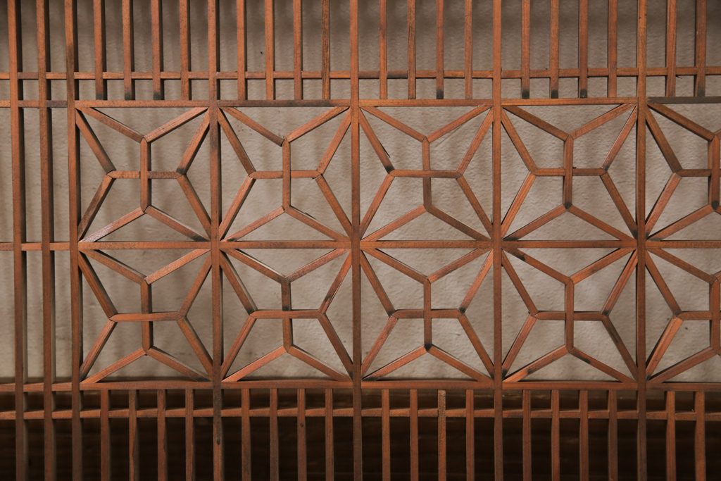アンティーク建具　緻密な組子細工が美しい組子欄間1枚(明かり取り、明り取り)(R-056630)