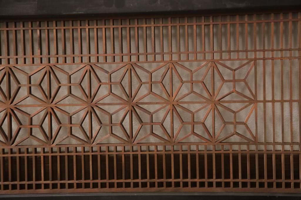 アンティーク建具　緻密な組子細工が美しい組子欄間1枚(明かり取り、明り取り)(R-056630)