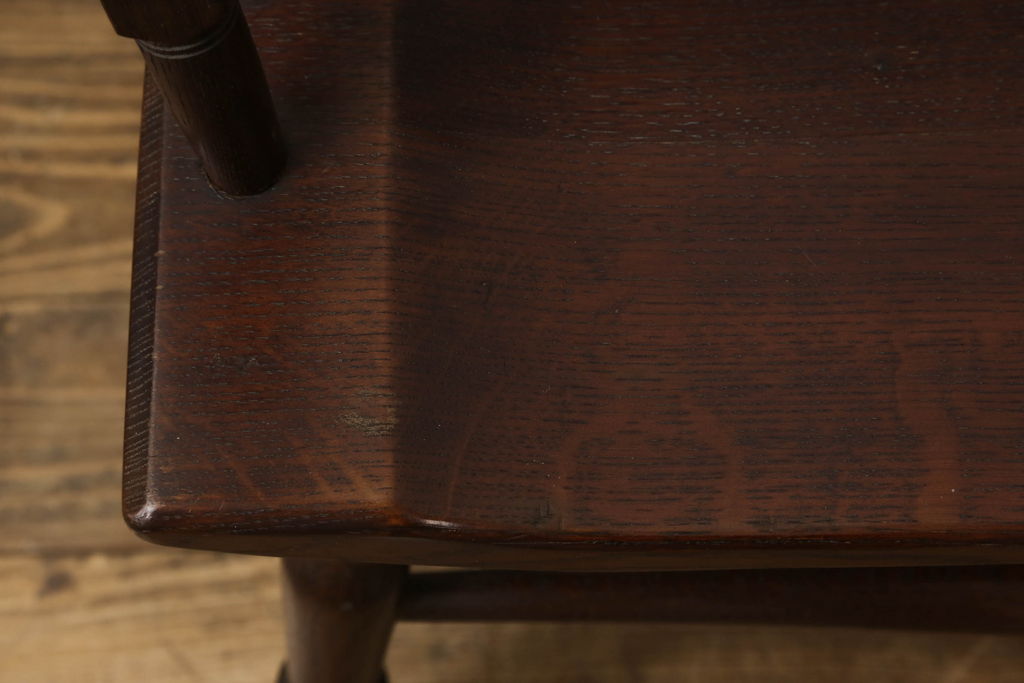 和製ビンテージ　民芸家具　栗材　レトロな雰囲気を醸し出すウィンザーベンチ(ウィンザーチェア、長椅子、ソファ、ヴィンテージ、ウインザーチェア)(R-054915)
