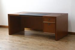 中古　美品　CONDE HOUSE(カンディハウス)　ナラ材　スタイリッシュなデザインが魅力の大型デスク(片袖机、ワークデスク、在宅用、在宅ワーク用、オフィスデスク)(定価約65万円)(R-063850)