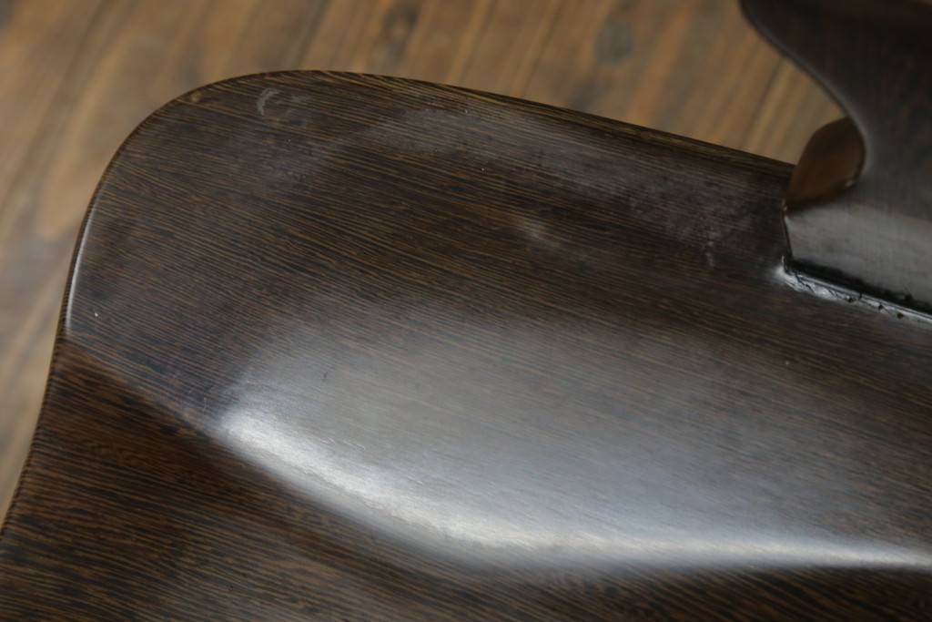 中古　鉄刀木(タガヤサン)　美しい杢目が目を惹くダイニングチェア2脚セット(板座チェア、椅子、イス)(R-066910)