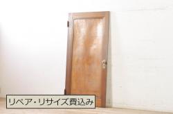 アンティーク建具　秋田杉　杢目が美しい!古い木味が魅力のFIX板戸窓1枚(嵌め殺し、フィックス)(R-068436)