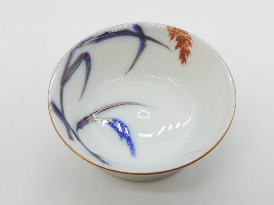戦前　オールド香蘭社　有田焼　染付　色絵　金彩　(豆皿)約7cm　2.3寸/(花形皿)約10cm　3.2寸/(小皿)約11cm　3.4寸　(中皿)約14cm　4.6寸　様々なお料理が映える香蘭社の皿14点セット(ススキ、竹、桐、花、醤油皿、銘々皿、なます皿、深皿、変形皿、和皿、和食器、裏印、二寸三分、三寸二分、三寸四分、四寸六分)(R-080404)