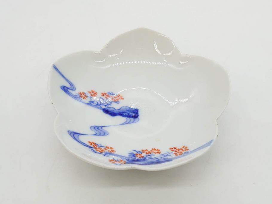 戦前　オールド香蘭社　有田焼　染付　色絵　金彩　(豆皿)約7cm　2.3寸/(花形皿)約10cm　3.2寸/(小皿)約11cm　3.4寸　(中皿)約14cm　4.6寸　様々なお料理が映える香蘭社の皿14点セット(ススキ、竹、桐、花、醤油皿、銘々皿、なます皿、深皿、変形皿、和皿、和食器、裏印、二寸三分、三寸二分、三寸四分、四寸六分)(R-080404)