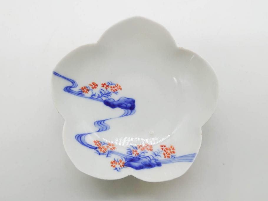 戦前　オールド香蘭社　有田焼　染付　色絵　金彩　(豆皿)約7cm　2.3寸/(花形皿)約10cm　3.2寸/(小皿)約11cm　3.4寸　(中皿)約14cm　4.6寸　様々なお料理が映える香蘭社の皿14点セット(ススキ、竹、桐、花、醤油皿、銘々皿、なます皿、深皿、変形皿、和皿、和食器、裏印、二寸三分、三寸二分、三寸四分、四寸六分)(R-080404)