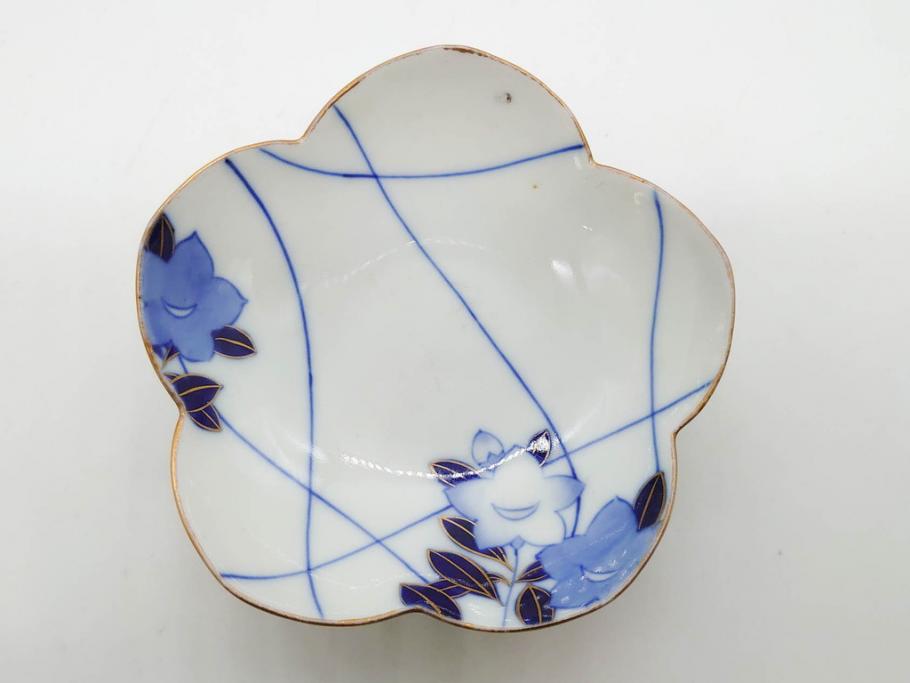 戦前　オールド香蘭社　有田焼　染付　色絵　金彩　(豆皿)約7cm　2.3寸/(花形皿)約10cm　3.2寸/(小皿)約11cm　3.4寸　(中皿)約14cm　4.6寸　様々なお料理が映える香蘭社の皿14点セット(ススキ、竹、桐、花、醤油皿、銘々皿、なます皿、深皿、変形皿、和皿、和食器、裏印、二寸三分、三寸二分、三寸四分、四寸六分)(R-080404)