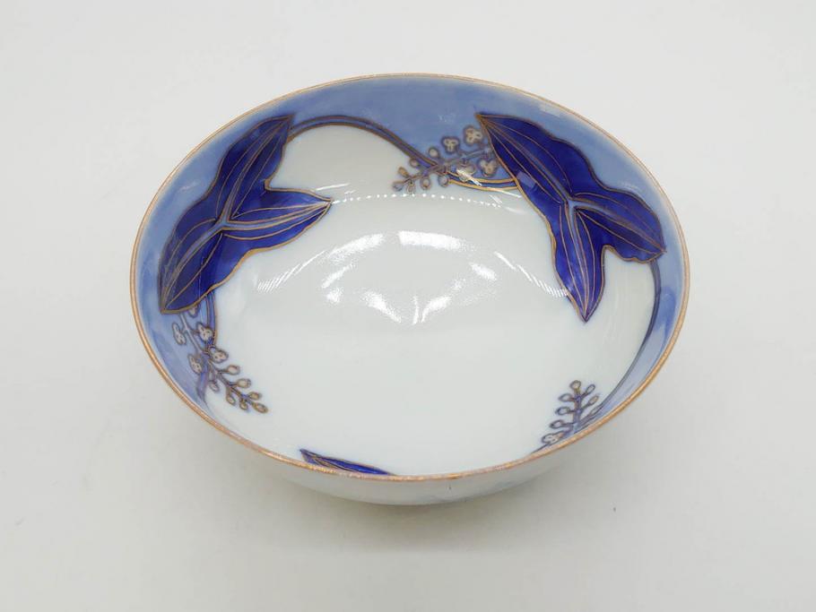 戦前　オールド香蘭社　有田焼　染付　色絵　金彩　(豆皿)約7cm　2.3寸/(花形皿)約10cm　3.2寸/(小皿)約11cm　3.4寸　(中皿)約14cm　4.6寸　様々なお料理が映える香蘭社の皿14点セット(ススキ、竹、桐、花、醤油皿、銘々皿、なます皿、深皿、変形皿、和皿、和食器、裏印、二寸三分、三寸二分、三寸四分、四寸六分)(R-080404)