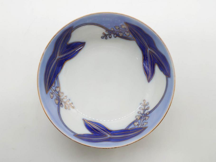 戦前　オールド香蘭社　有田焼　染付　色絵　金彩　(豆皿)約7cm　2.3寸/(花形皿)約10cm　3.2寸/(小皿)約11cm　3.4寸　(中皿)約14cm　4.6寸　様々なお料理が映える香蘭社の皿14点セット(ススキ、竹、桐、花、醤油皿、銘々皿、なます皿、深皿、変形皿、和皿、和食器、裏印、二寸三分、三寸二分、三寸四分、四寸六分)(R-080404)
