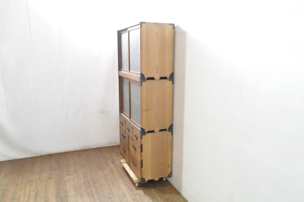 和製アンティーク　激レア!!　5台揃い!!　明治から続く万屋の三尺収納棚(収納タンス、食器棚、カップボード、戸棚、キャビネット、引き出し)(R-079987)