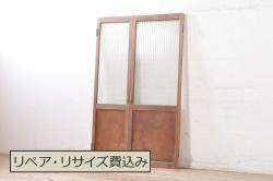ビンテージ建具　昭和中期　和の風情を感じさせる御簾戸2枚セット(簾戸、簀戸、葭戸、夏障子、夏戸、葦戸)(R-044342)