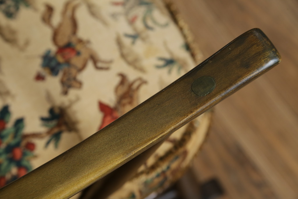 イギリスビンテージ　美品　レア品!!　ERCOL(アーコール)　Chairmakers Chair(チェアメーカーズチェア)　柔らかな曲線が身体を包み込むロッキングチェア(アームチェア、揺り椅子、イス、椅子、英国、ヴィンテージ)(R-075924)