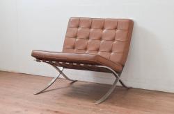 ビンテージ　本革　Knoll(ノル)　スタイリッシュなデザインでお部屋の雰囲気をカッコよくしてくれるバルセロナチェア(ラウンジチェア、1人掛けソファ、椅子、イス、ヴィンテージ)(R-078026)