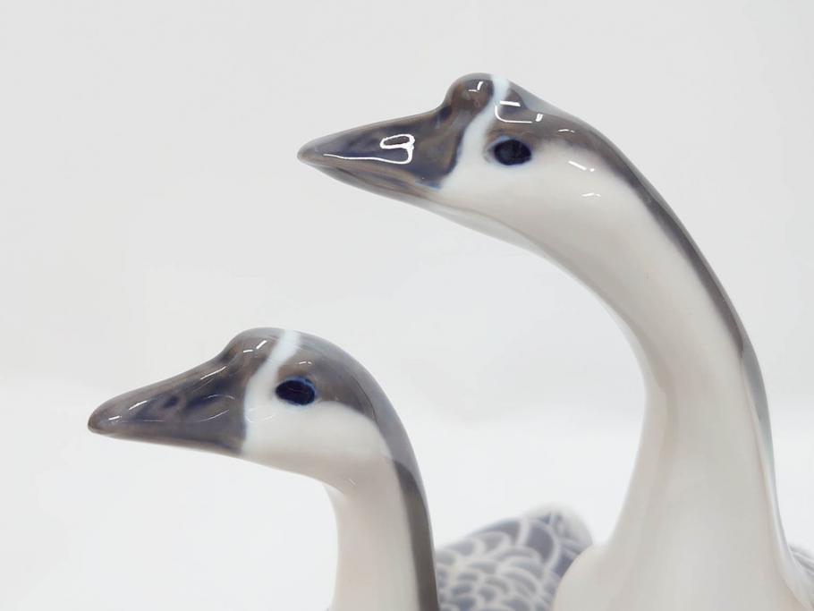 デンマーク　ROYAL COPENHAGEN(ロイヤルコペンハーゲン)　「ペアのガチョウ」　2068　仲睦まじい姿に心がほっこりするフィギュリン(鳥、置物、ディスプレイ、陶器、オブジェ、北欧)(R-080550)