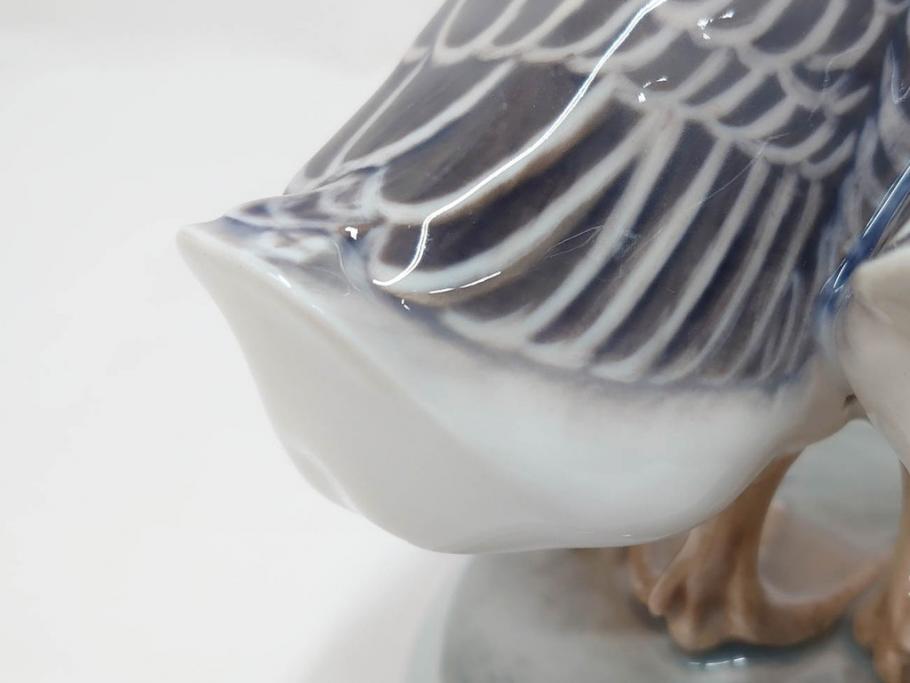 デンマーク　ROYAL COPENHAGEN(ロイヤルコペンハーゲン)　「ペアのガチョウ」　2068　仲睦まじい姿に心がほっこりするフィギュリン(鳥、置物、ディスプレイ、陶器、オブジェ、北欧)(R-080550)