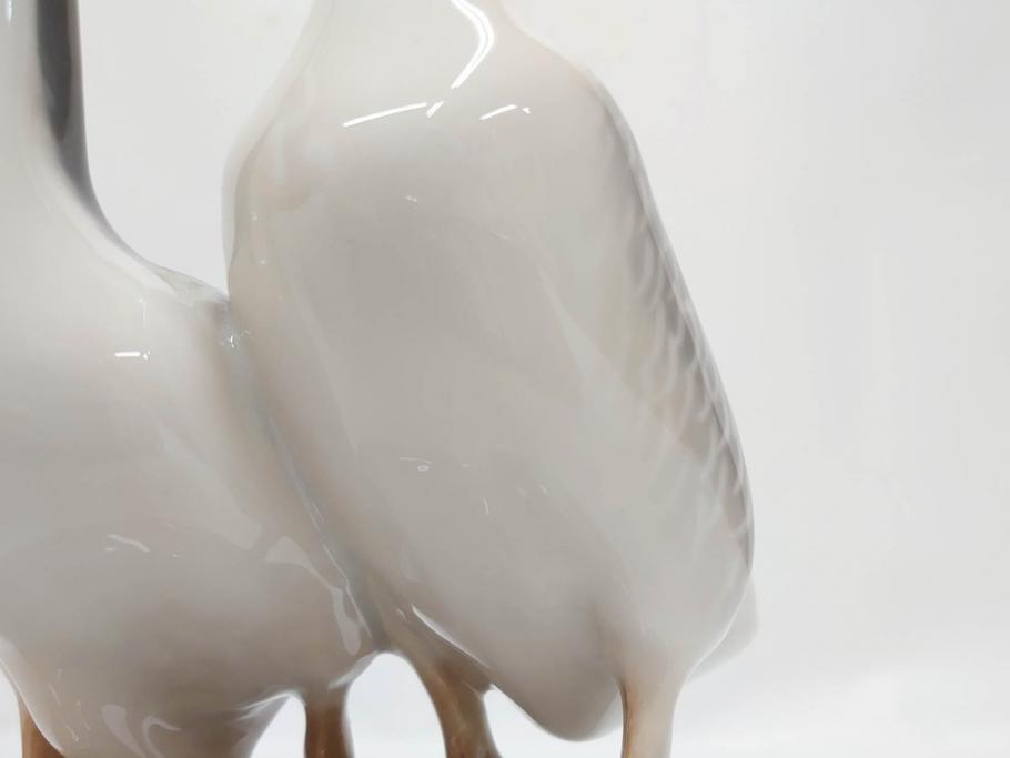 デンマーク　ROYAL COPENHAGEN(ロイヤルコペンハーゲン)　「ペアのガチョウ」　2068　仲睦まじい姿に心がほっこりするフィギュリン(鳥、置物、ディスプレイ、陶器、オブジェ、北欧)(R-080550)
