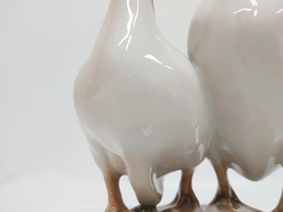 デンマーク　ROYAL COPENHAGEN(ロイヤルコペンハーゲン)　「ペアのガチョウ」　2068　仲睦まじい姿に心がほっこりするフィギュリン(鳥、置物、ディスプレイ、陶器、オブジェ、北欧)(R-080550)