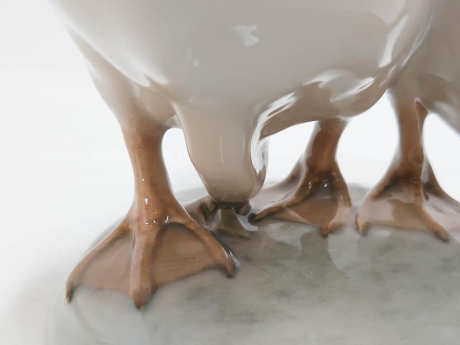 デンマーク　ROYAL COPENHAGEN(ロイヤルコペンハーゲン)　「ペアのガチョウ」　2068　仲睦まじい姿に心がほっこりするフィギュリン(鳥、置物、ディスプレイ、陶器、オブジェ、北欧)(R-080550)