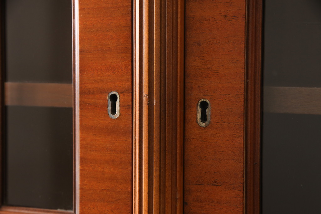 ビンテージ　イギリス輸入家具　マホガニー材　高級感溢れる佇まいが美しいキャビネット(収納棚、戸棚、飾り棚、食器棚、ヴィンテージ)(R-053958)