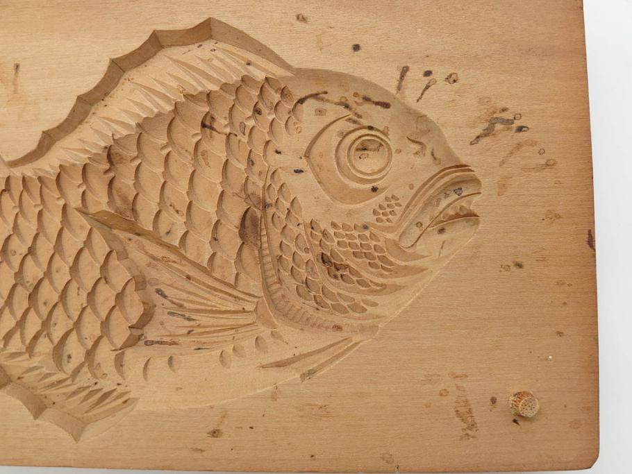 アンティーク雑貨　魚　鯛　菓子型7点セット(菓子木型、木製、鯉、タイ)(R-074808)
