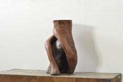 和製ビンテージ　工芸品　日光　鈴木島吉作　総漆塗り　隙間から見える紅葉と流れるような曲線が見事な花台(飾り台、ヴィンテージ)(R-080252)