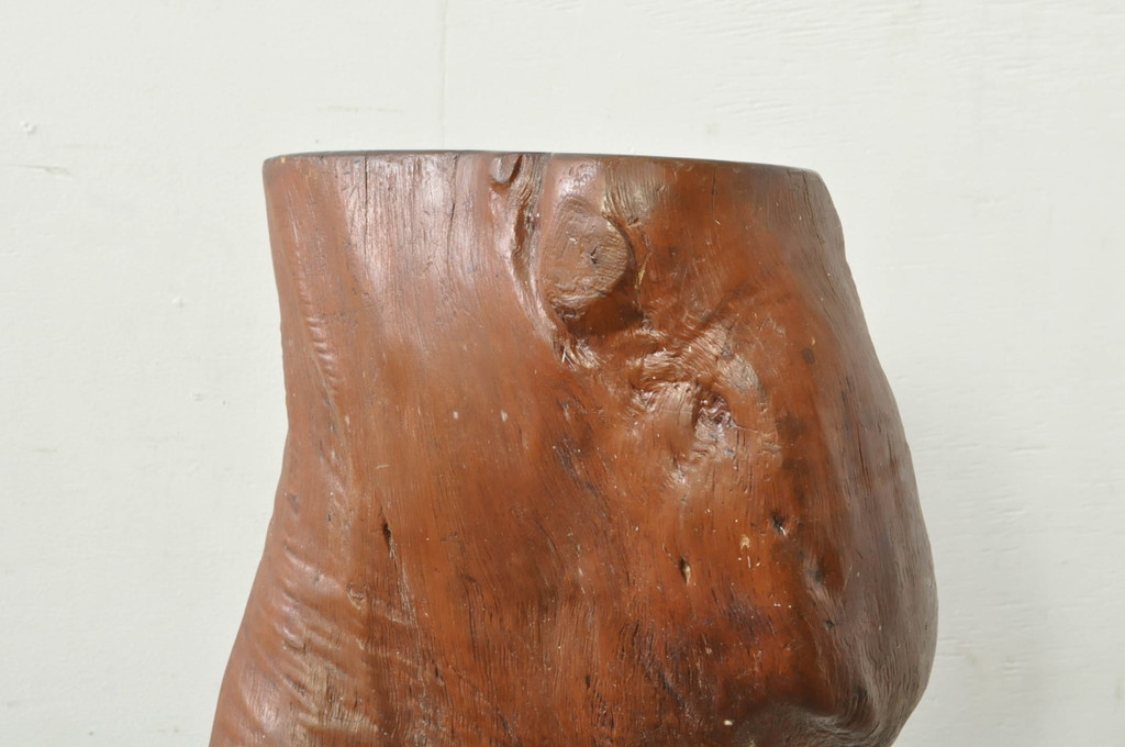 和製ビンテージ　工芸品　日光　鈴木島吉作　総漆塗り　隙間から見える紅葉と流れるような曲線が見事な花台(飾り台、ヴィンテージ)(R-080252)